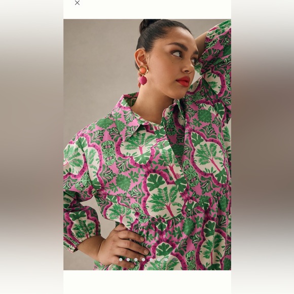 ANTHROPOLOGIE NWT BETTINA TIERED SHIRT DRESS 🍉 - Picture 6 of 9